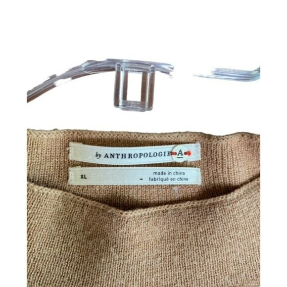 by Anthropologie A Beige Claudette Ruffle Sleeve Sweater Dress Gold Sparkle XL - Picture 3 of 7